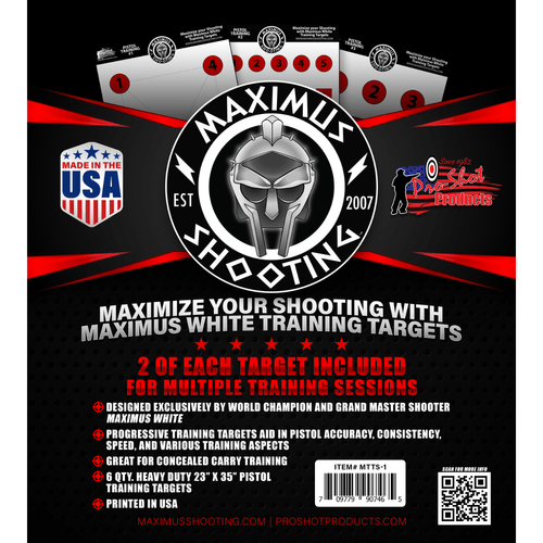 Pro-Shot Maximus White Pistol Training Target Set (6 Pack)