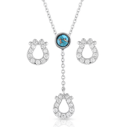 Montana Silversmiths Infinite Luck Turquoise Necklace And Earrings Jewelry Set