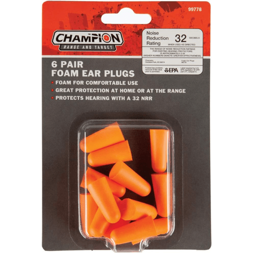 Champion Sports Ear Protection Hearing Foam Plug (6 Pair)